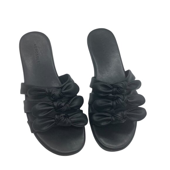 Aerosoles Womens Warwick Black 3 Bow Slides Sandals 8 New With Box - Picture 2 of 7